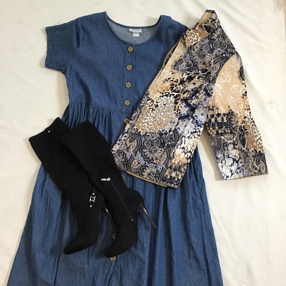 Chico's Women Blazer L Brown Blue Paisley Animal Print Jacket - Picture 3 of 11